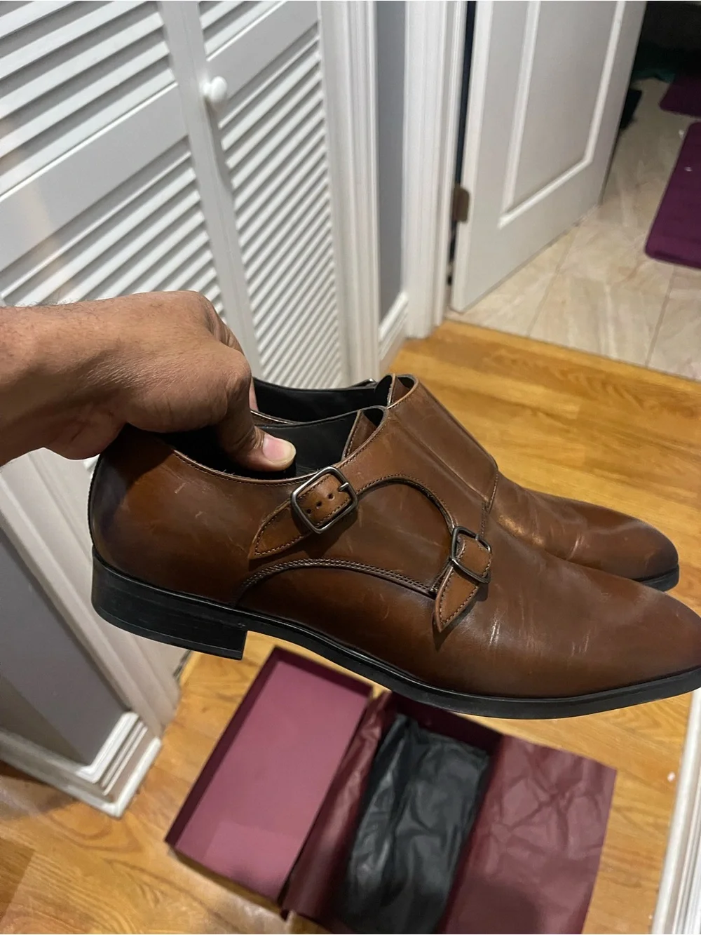 NWB To Boot NY Brown Double Monk Strap Leather Dress Shoes Sz 10.5